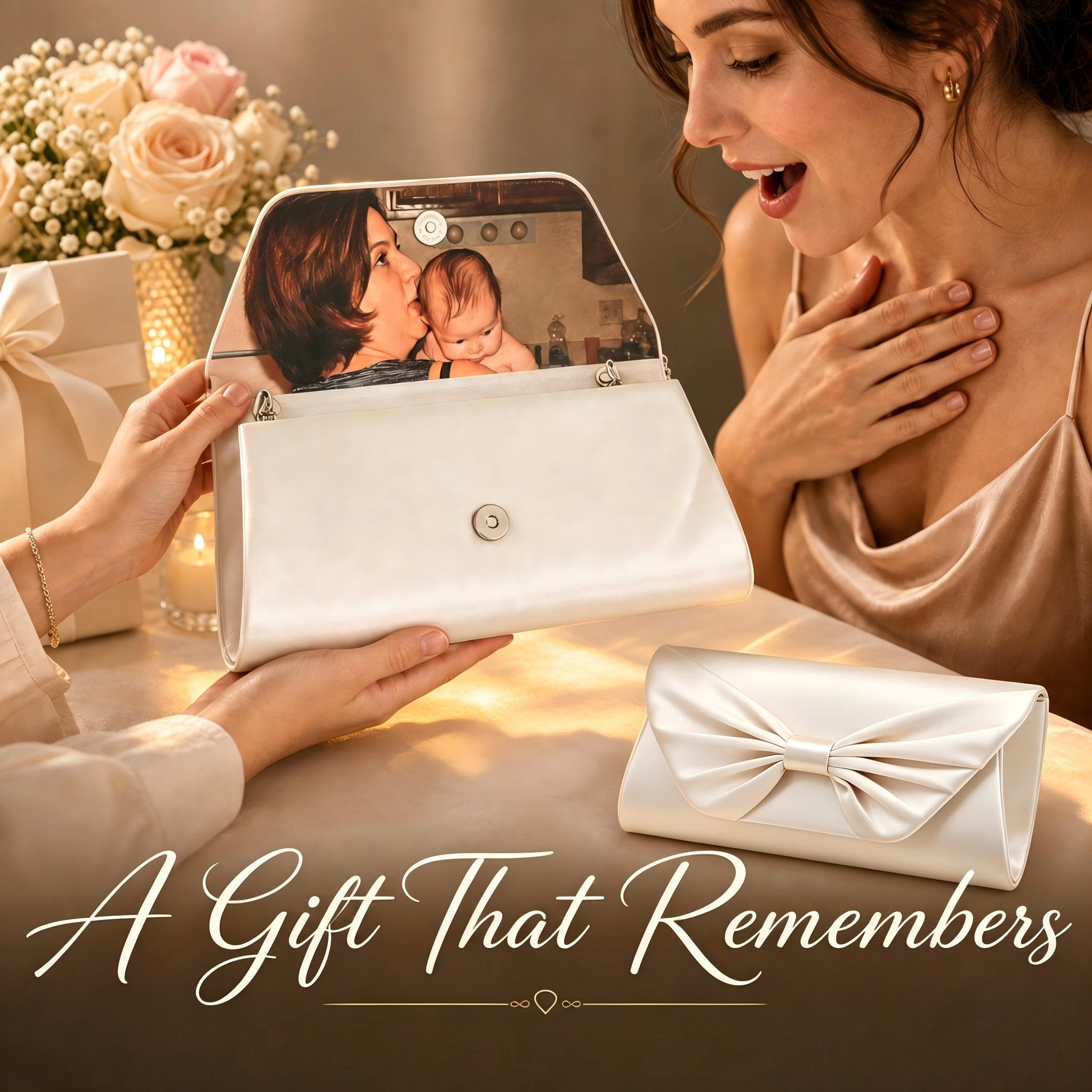 Custom Photo Purse Personalized Bow Tie Clutch with Photo Inside Purse Gift for Her 商品缩略图