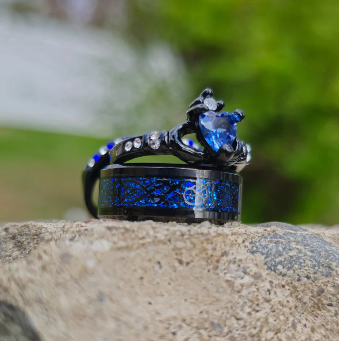 Bluefire Eternity Promise Ring Best Gift for Her/Him