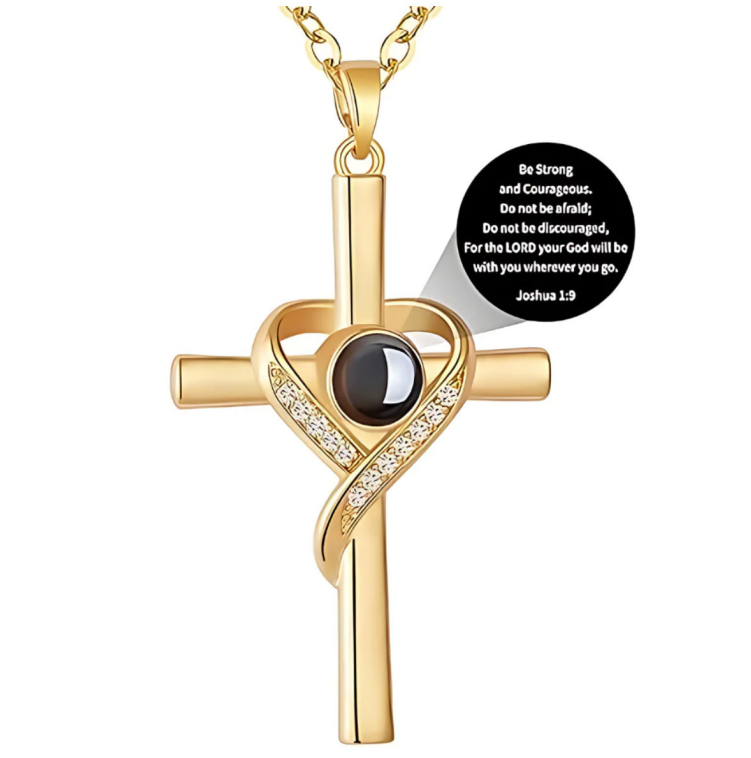 Custom Bible Verse Cross Projection Necklace