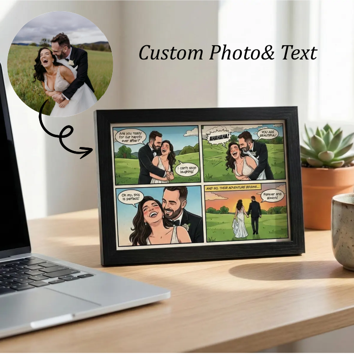 Custom Comic Strip From Photo, Personalized Couple Cartoon Art, Printable Valentines Gift for Him Her, Anniversary Story Portrait