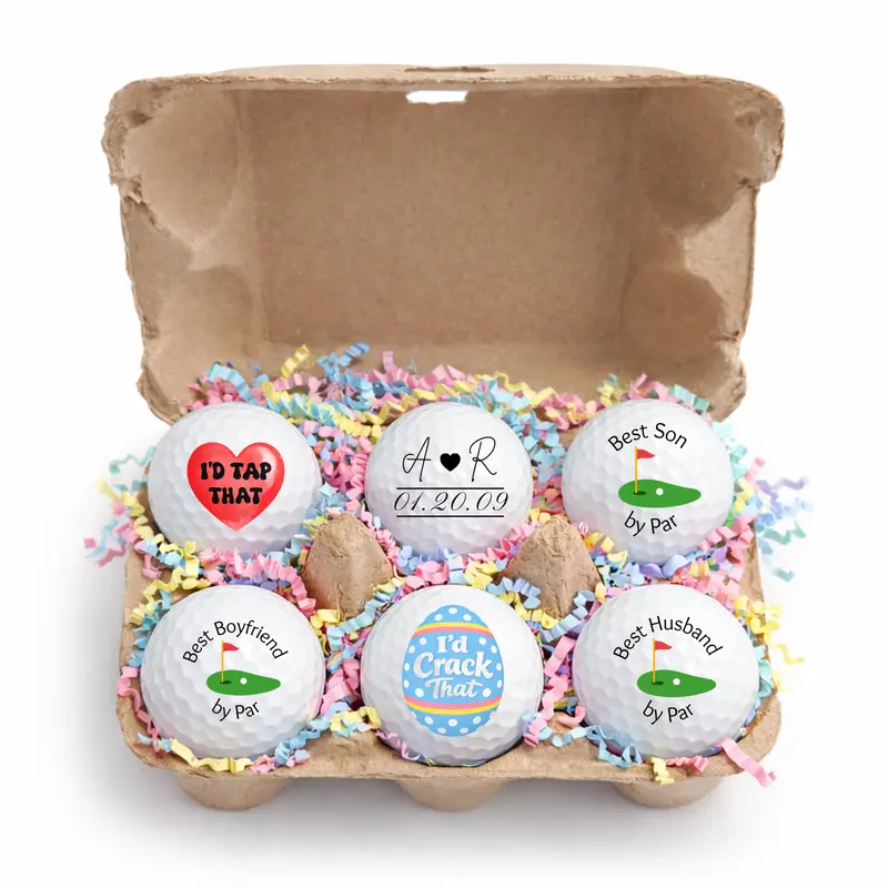 Easter Golf Ball Gift Set-6 Pack Golf Balls in Egg Carton | Funny Easter Golf Gift I Golfer Easter Basket Stuffer | Unique Golf Gift for Men Women