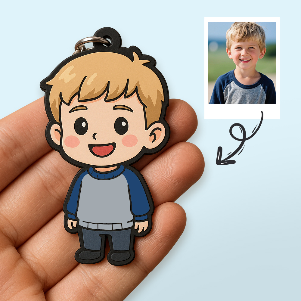 Custom Cartoon Keychain Photo Bag Charm Personalized from Your Photo Unique Keepsake Gift for Pet Lovers