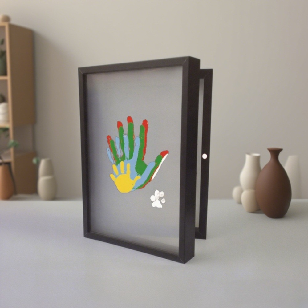 Customized Couple Family Handprint Flip Photo Frame Diy Send Handprint Stand for Family Gifts