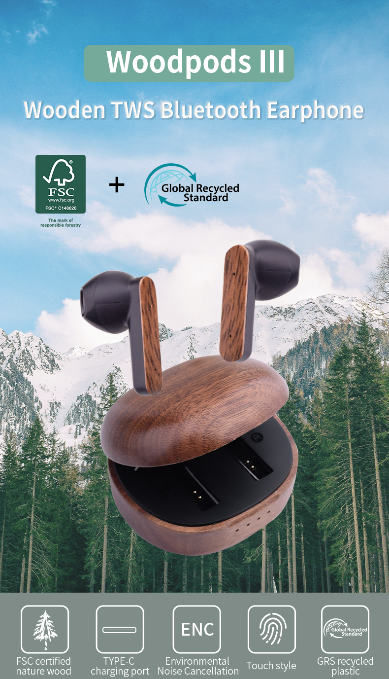 Personalized Name Wooden Tws in Ear Earphone BT5.3 Bluetooth Wireless Auriculares Sem Fio Inalambricos Eco Friendly Earbuds