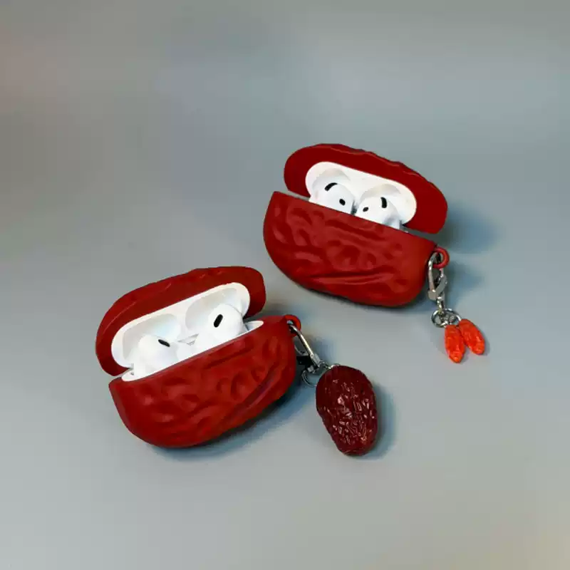 Creative Jujube Red Date AirPods Case – Cute Food Silicone Protective Cover for AirPods 2 / 3 / Pro / Pro 2 / Pro 3