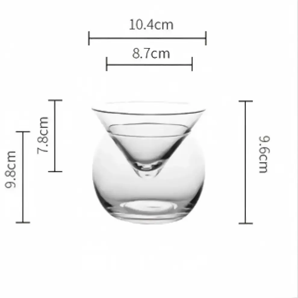 Modern Transparent Triangle Glass Ball Martini Cup Creative Hotel Party Tableware Gift for Wine Lovers