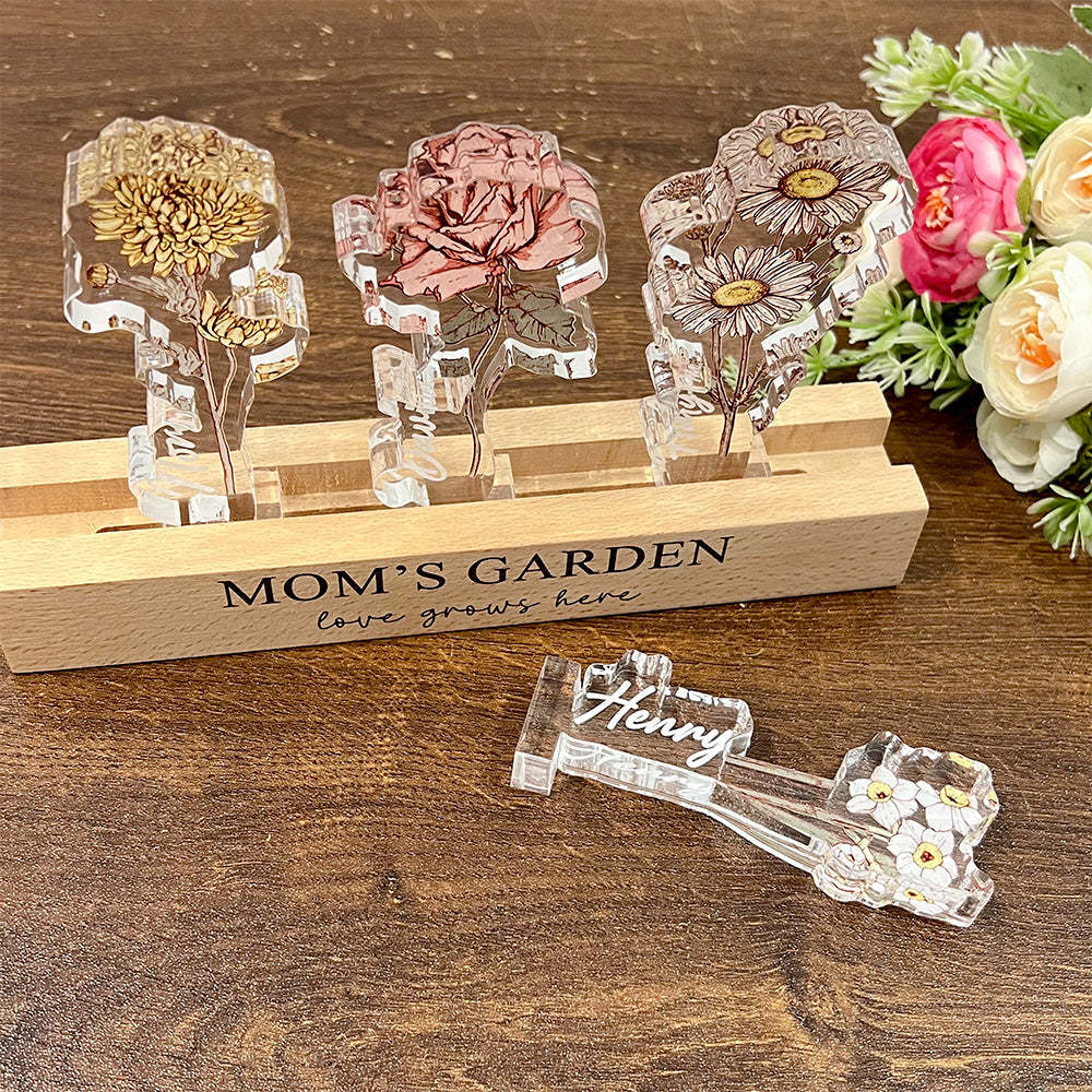 Custom Birth Flower 3D Crystal Acrylic LED Light For Mom