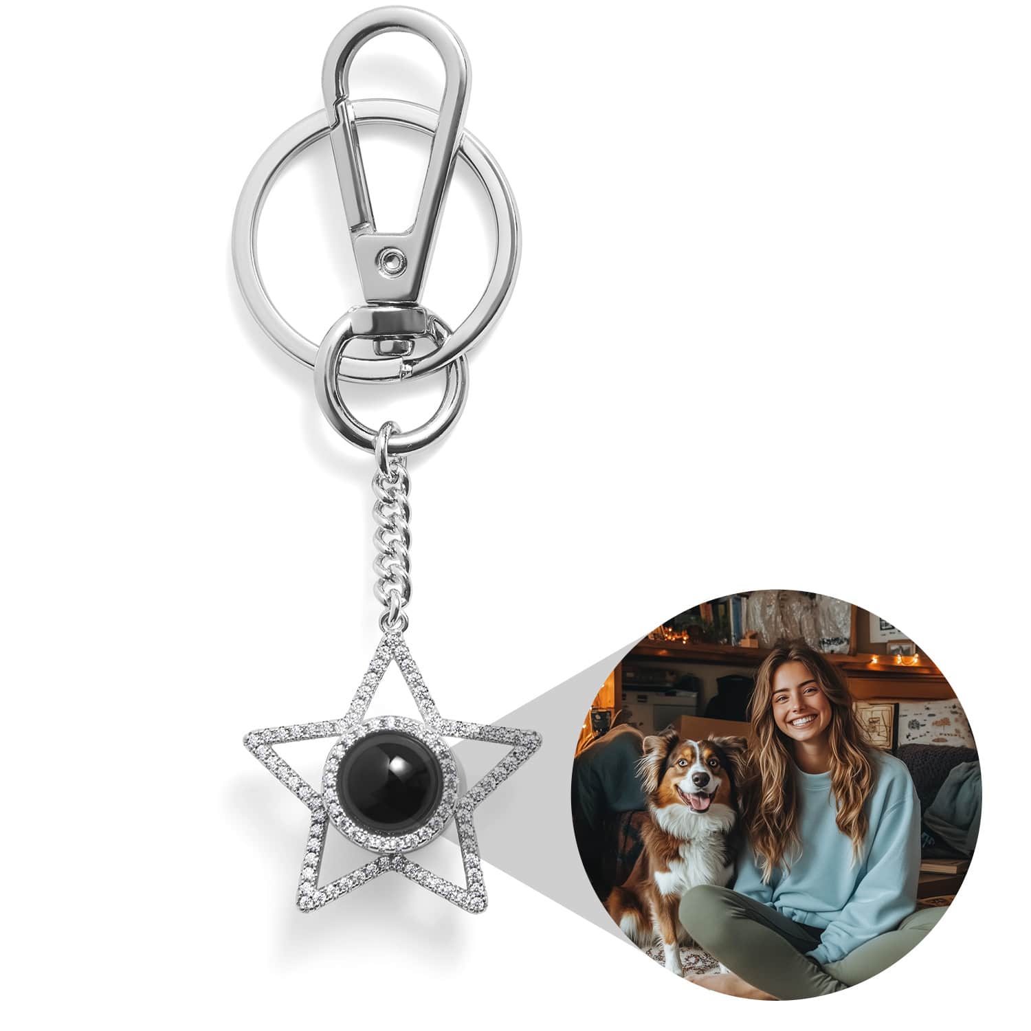 Personalized Clover Photo Keychain