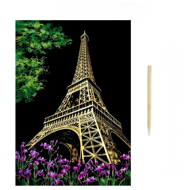 Colorful City Night Scene Scratch Painting Scratch Handmade Scratch Painting DIY Creative Handmade Painting