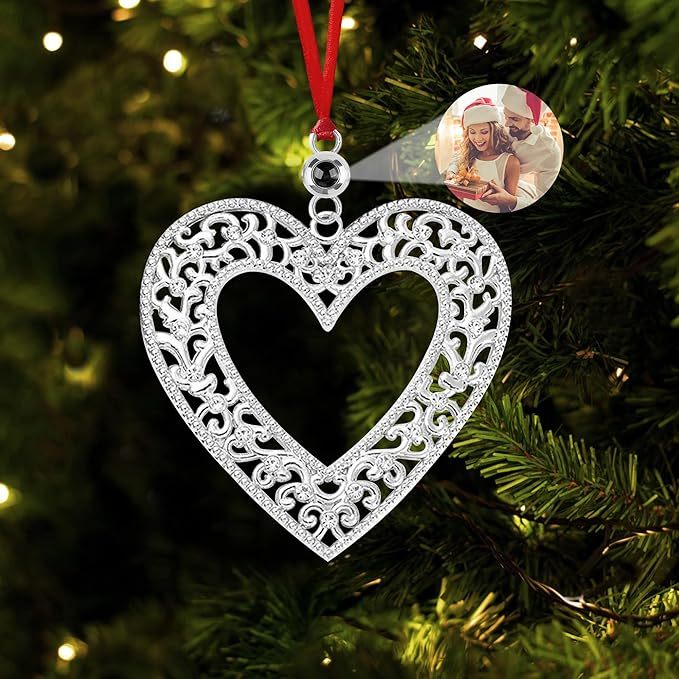 Personalized Christmas Projection Ornaments for Christmas Tree, Custom Drop Pendant Decoration with Picture Inside, Hanging Home Xmas Memorial Decoration