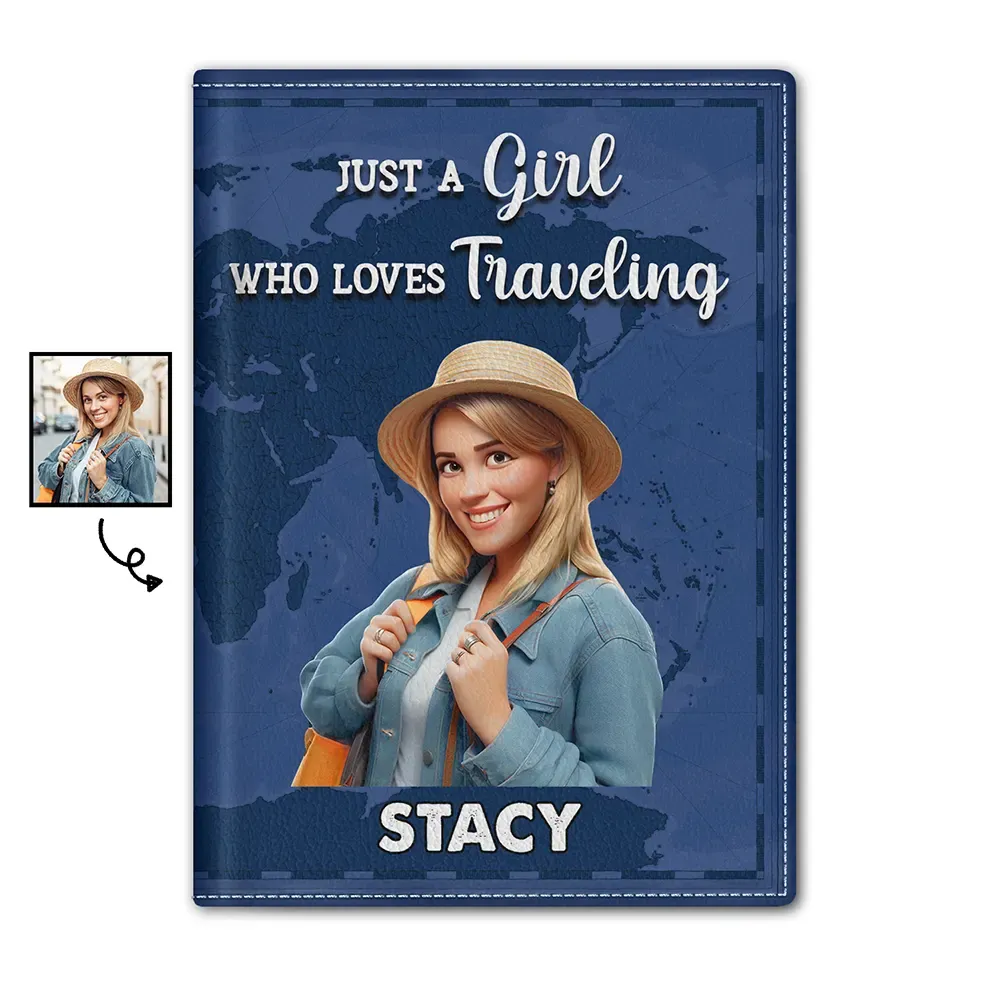 Custom Photo Cartoon Portrait Passport Holder Personalized Passport Cover for Traveling Lover