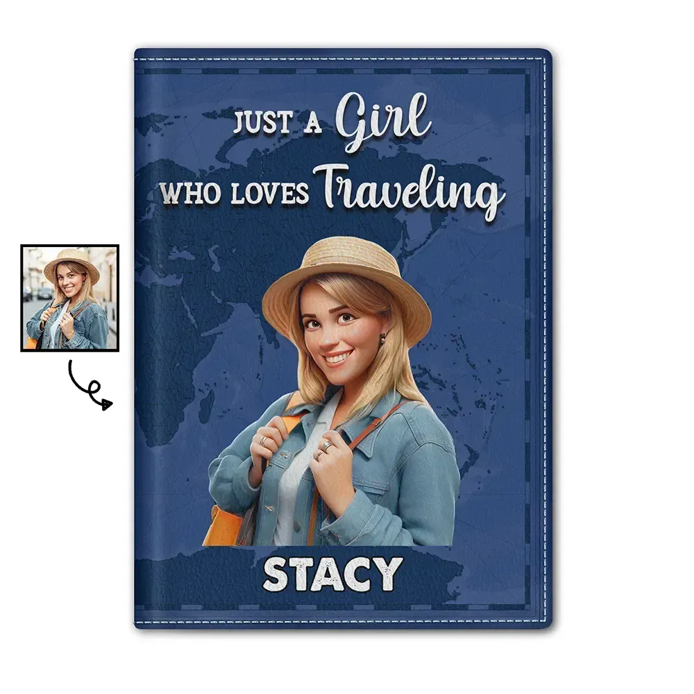 Custom Photo Cartoon Portrait Passport Holder Personalized Passport Cover for Traveling Lover