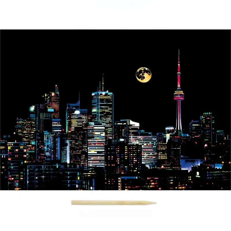 Colorful City Night Scene Scratch Painting Scratch Handmade Scratch Painting DIY Creative Handmade Painting