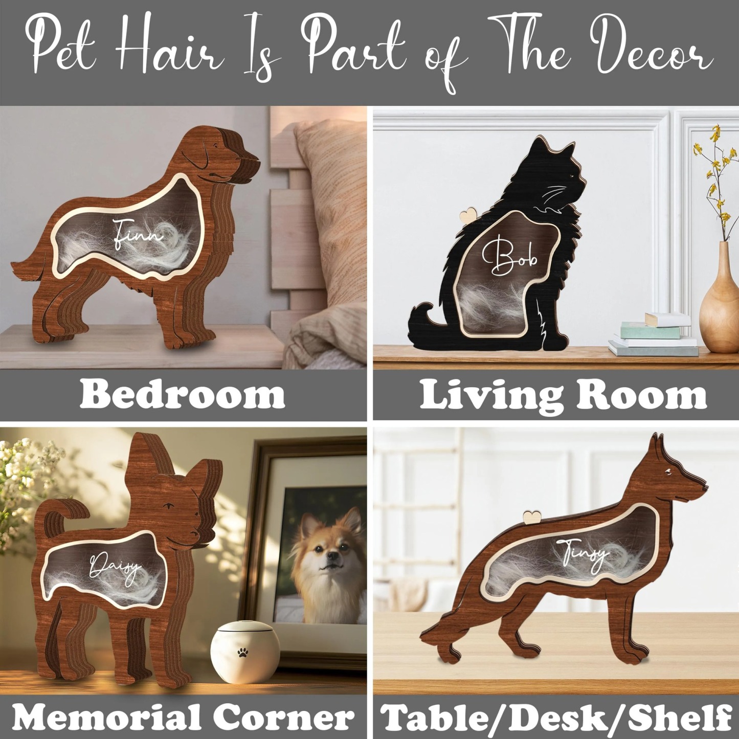 Custom Wooden Pet Hair Storage Box Pet Memorial Box Hair Collection for Pet