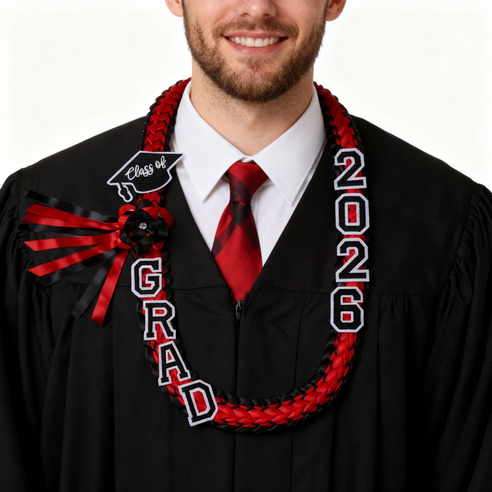 Graduation Ribbon Lei 2026, Handcrafted Double Layer Satin Graduation Sash, Class of 2026 Honor Cord, Graduation Lei Gift