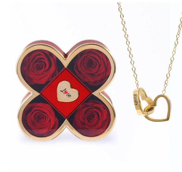 Custom Name Necklace in Rose Gift Box Romantic Gift for Lover