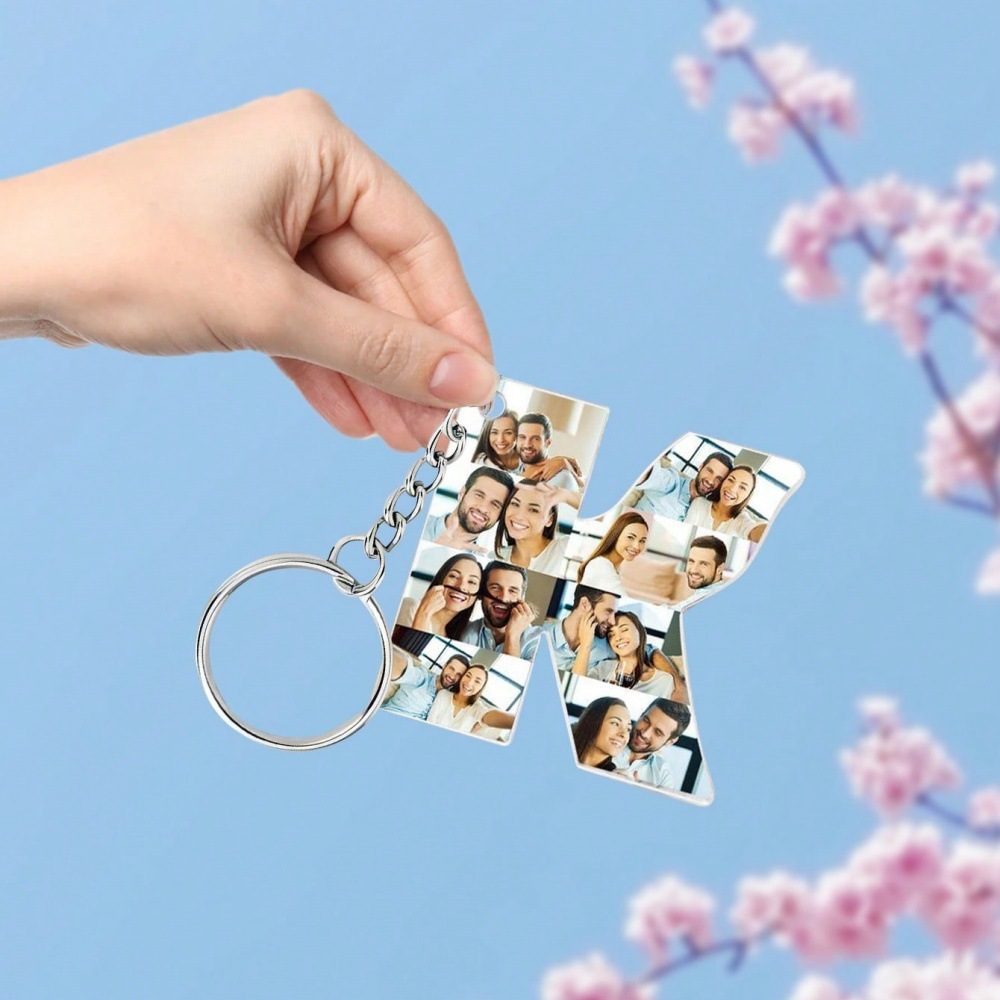 Customized Photo Alphabet Acrylic Keychain Personalized Photo Keychain