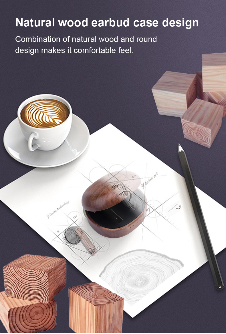 Personalized Name Wooden Tws in Ear Earphone BT5.3 Bluetooth Wireless Auriculares Sem Fio Inalambricos Eco Friendly Earbuds