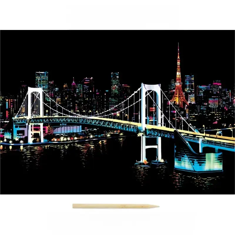 Colorful City Night Scene Scratch Painting Scratch Handmade Scratch Painting DIY Creative Handmade Painting