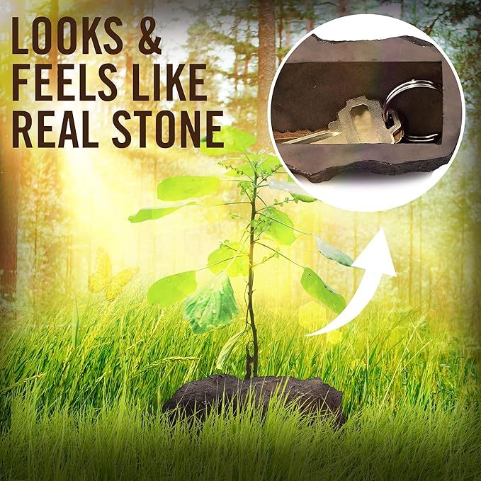 Hide A Key In A Real Looking Rock/Stone Holds Standard Sized Spare Keys Fits In With Your Landscaping And Yard Resistant To Outdoor Elements