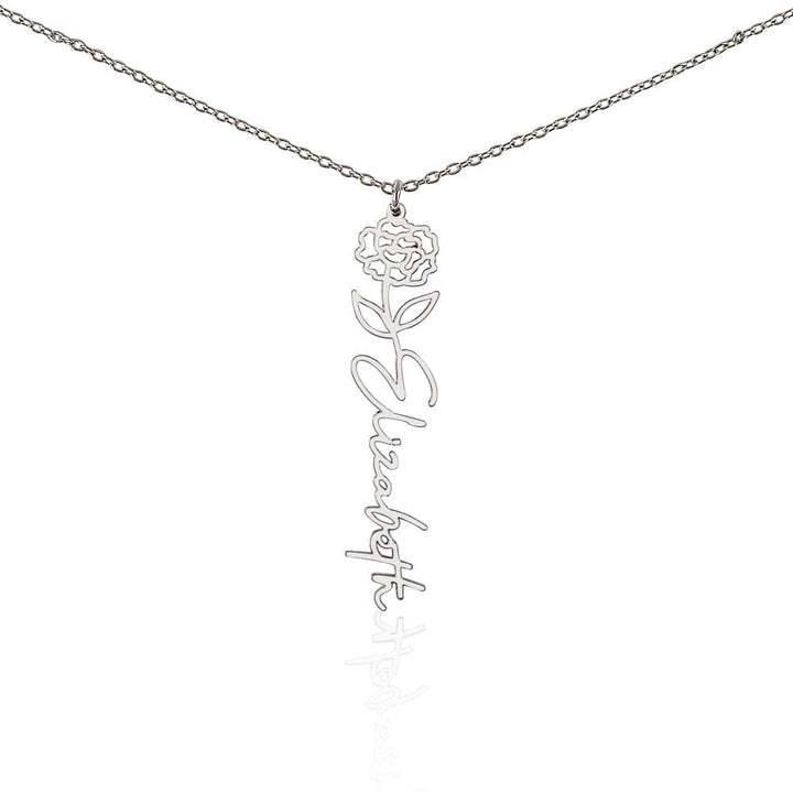 No Rain - No Flowers - Never Forget That I Love You | Birth Flower Name Necklace