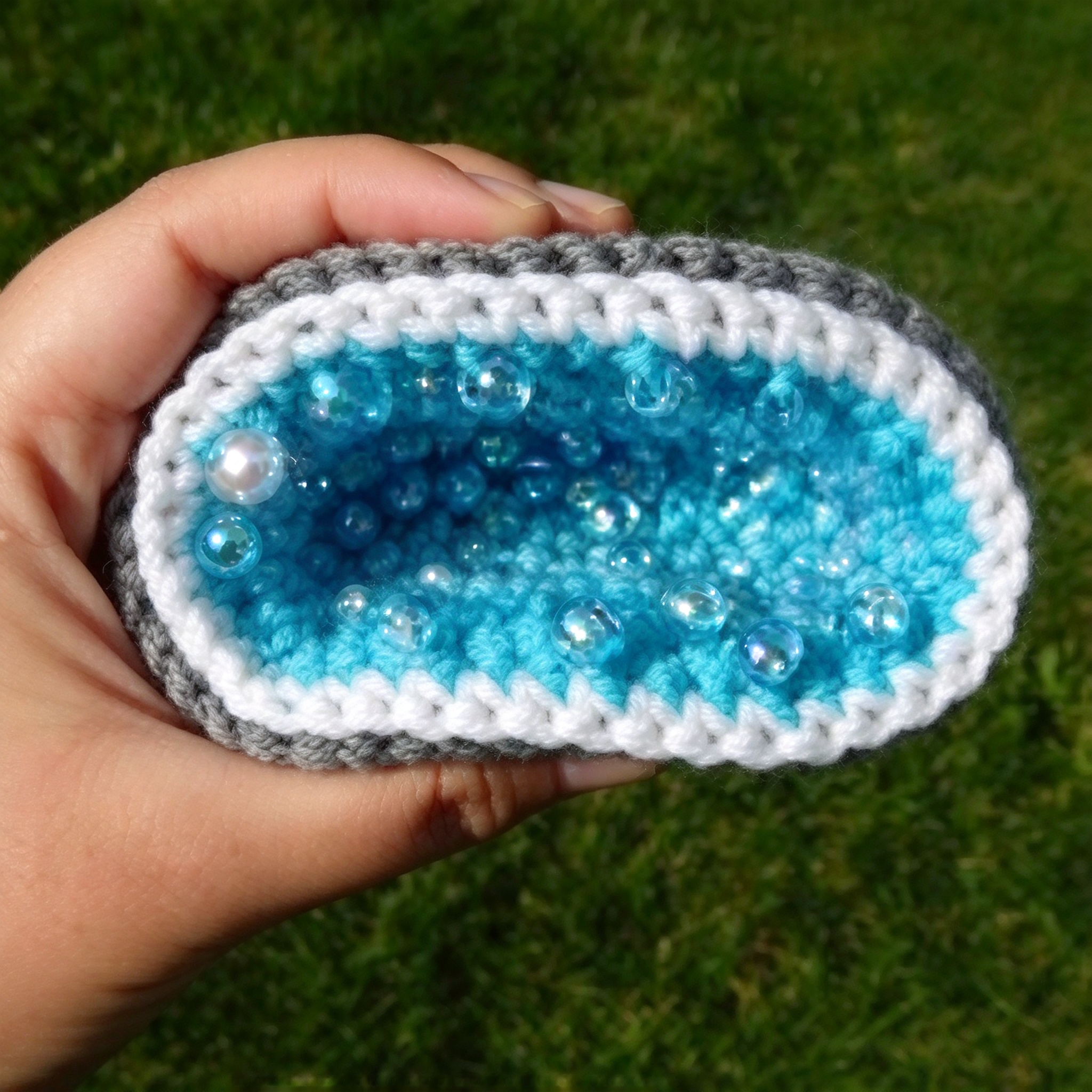 Crochet Crystal Geode Plush – A Sparkly Little Gem for Stress Relief