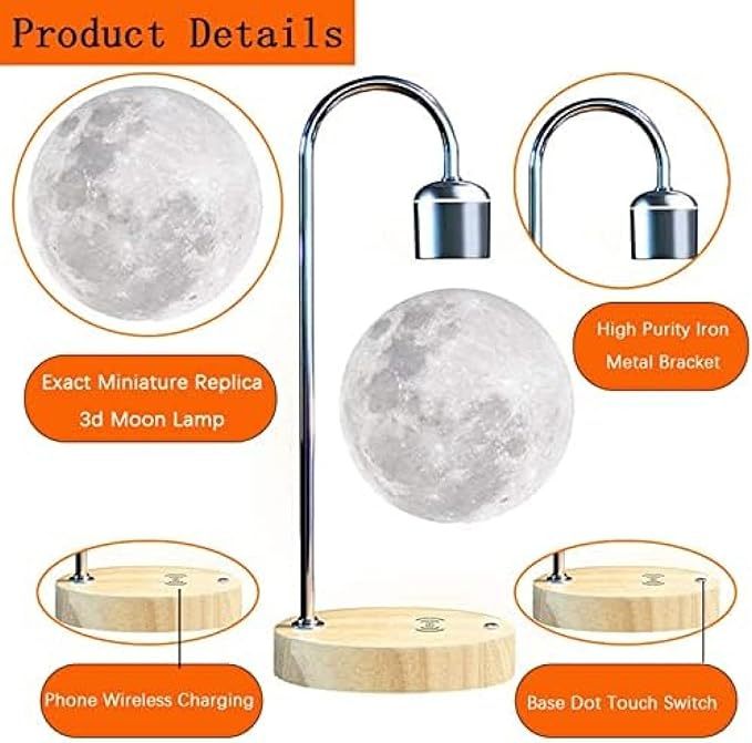 Magnetic Levitating Moon Lamp Unique Modern Cool Stuff Floating Moon Lamp Desk Lava Lamp Girl Gift Ideas Table LED Night Light