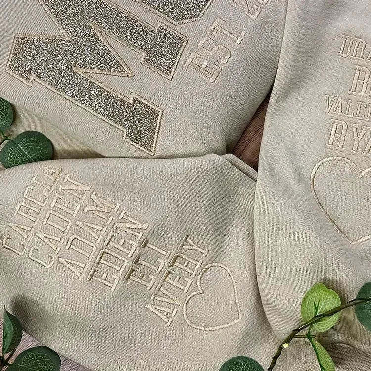 Custom Embroidered Glitter Vinyl MAMA Sweatshirt-Gift For Mum & Grandma Mother's Day Gifts - soufeelus