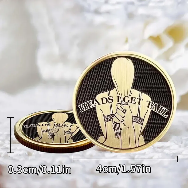 Funny Heads and Tails Coin Heads I Get Tails Tails I Get Head Adult Prank Gift Lucky Challenge Coin Valentine's April Fools Gift Round Lightweight