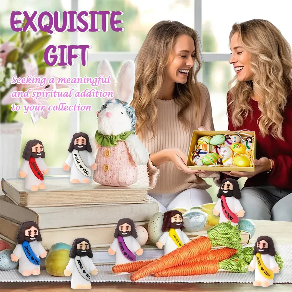 30 Pcs Little Jesus Figures Original Design Jesus Love You Mini Rubber Jesus Toys to Hide and Seek Religious Party Favors Sunday School Baptism Gifts Stuffers(Multicolor)