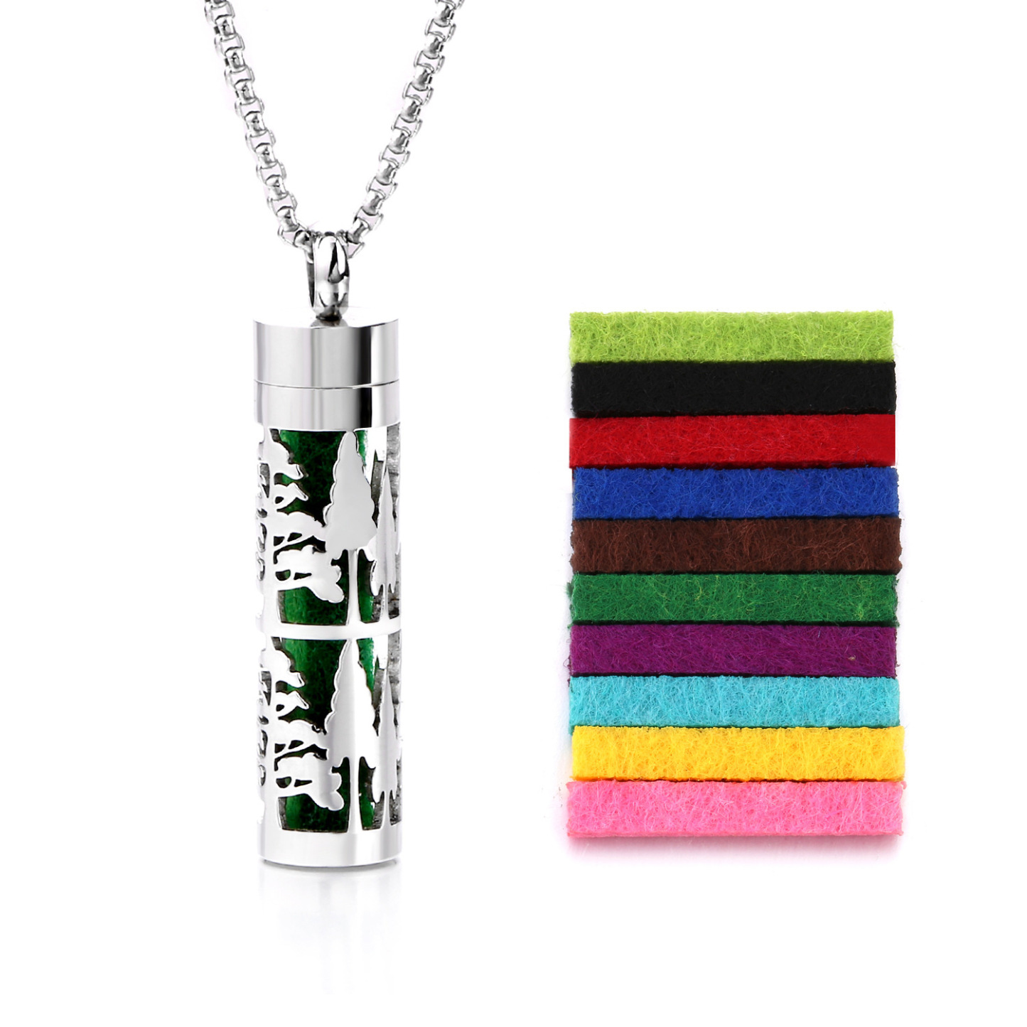 Perfume Diffuser Necklace Essential Oil Aromatherapy Stainless Steel Necklace Vertical Fragrance Pendant Necklace