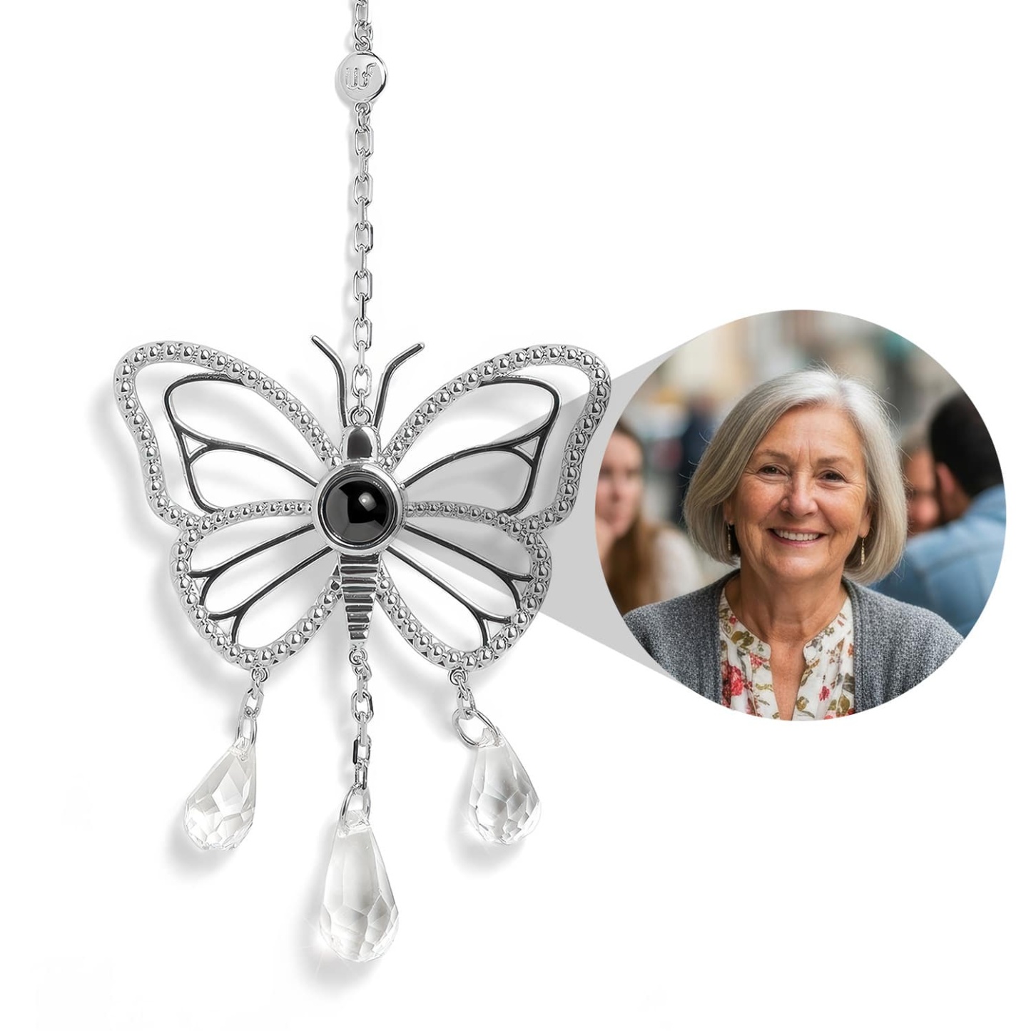 Personalized Butterfly Photo Sun Catcher Projection Ornament