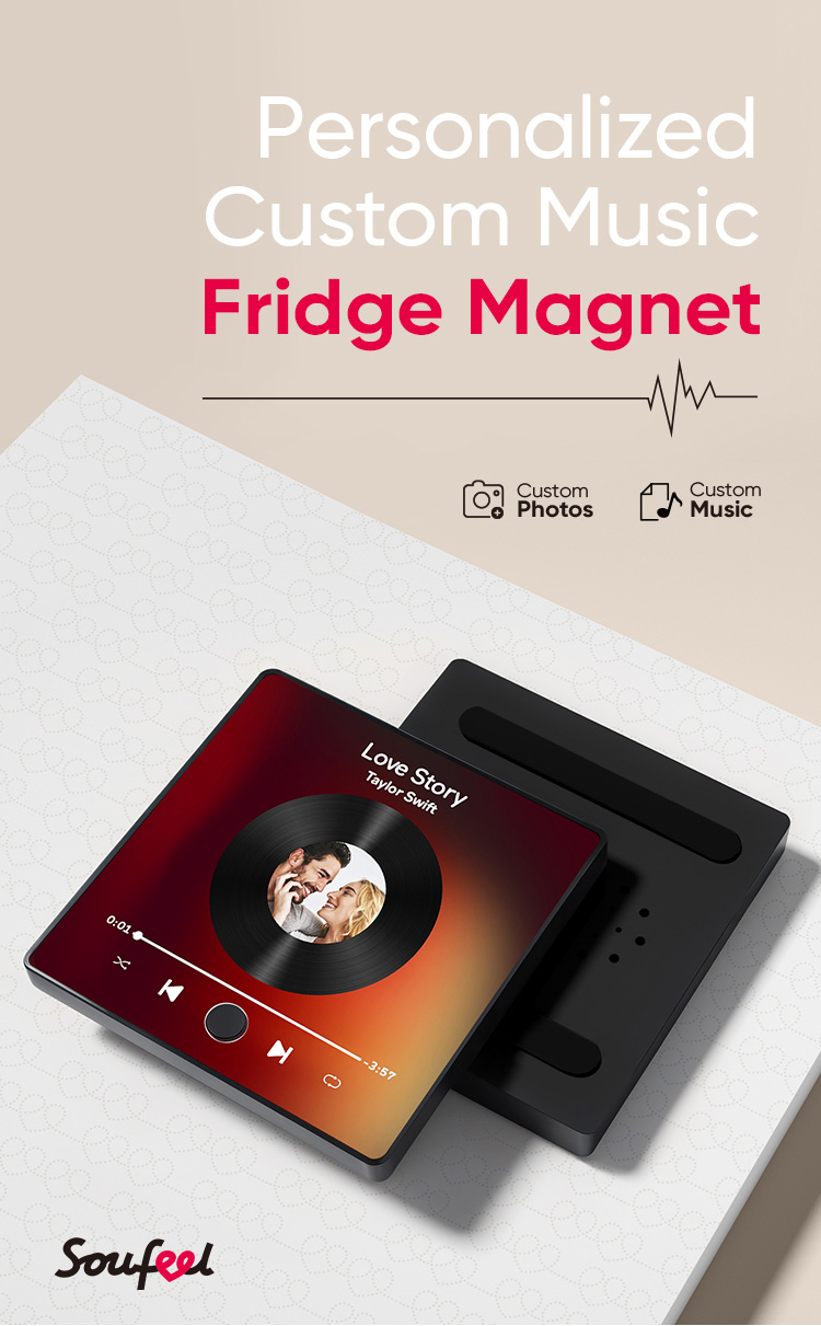 Personalized Photo and Name Music Fridge Magnet Pro Can Be Played Music Fridge Magnet The Best Gift For Couple detail image 1