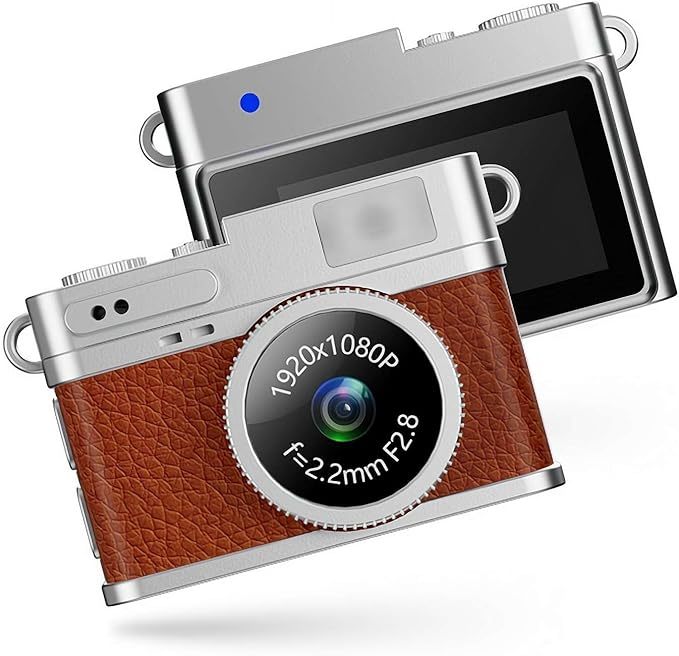 Mini Keychain Camera, 1080P FHD Mini Retro Digital Camera, Tiny Portable Small Cameras Vintage Compact Micro Cameras with LCD Screen, Built-in Battery, Magnetic Lanyard for Travel