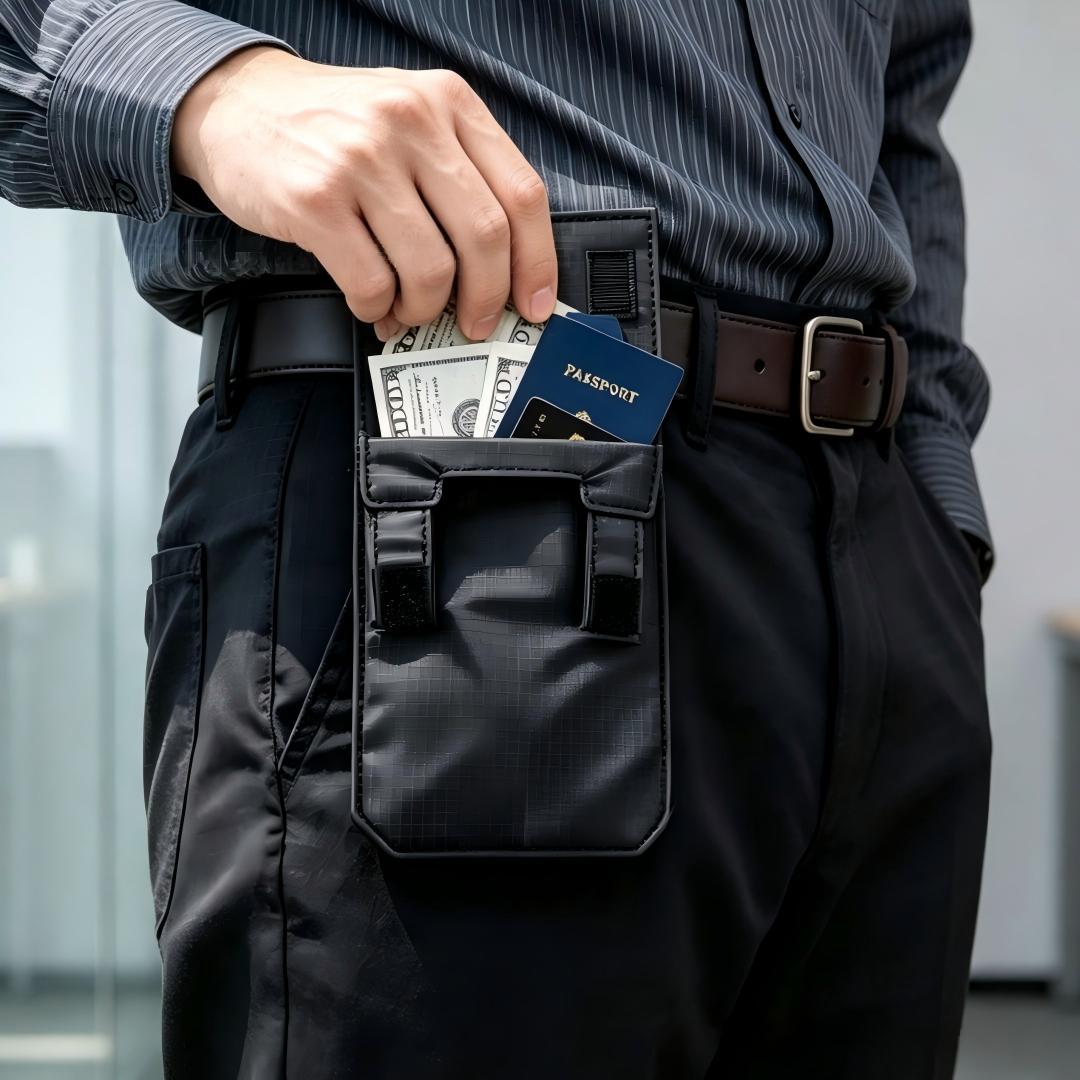 Slim Hidden Belt Wallet for Travel – Anti-Theft RFID Concealed Waist Money Belt, Under Clothes Passport Holder, Lightweight Travel Pouch for Men & Women Cash, Cards & Phone