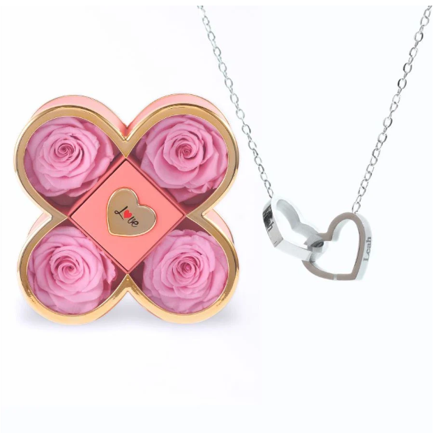 Custom Name Necklace in Rose Gift Box Romantic Gift for Lover