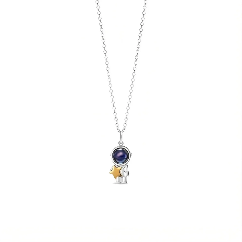 Custom Projection Necklace Astronaut Space Moon Star Couple Gifts