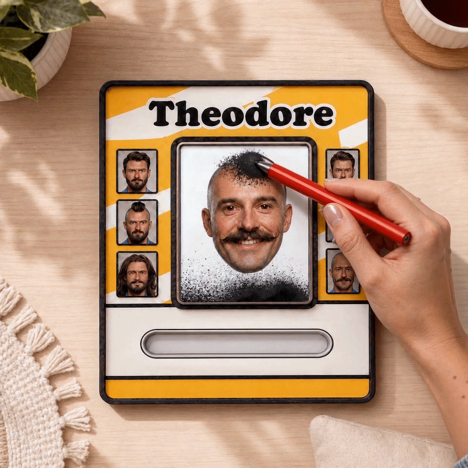 Custom Magnetic Face Drawing Board – Personalized Wooly Style Beard & Hair Art Toy, Mess-Free Magnetic Sketch Toy for Kids & Family