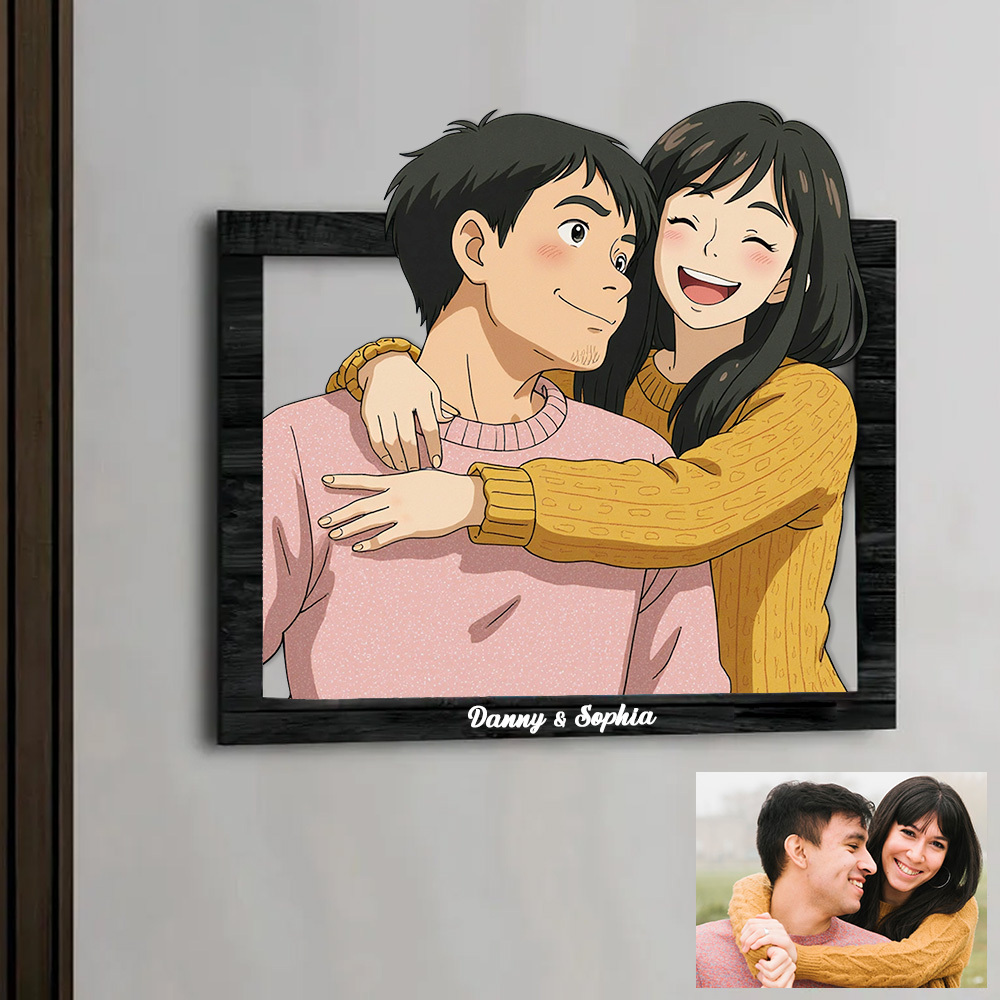 Custom Gibli-Style 3D Photo Wooden Frame Sign
