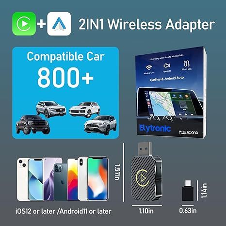 Wireless Carplay Adapter for iPhone Convert Factory Wired CarPlay to Wireless Mini USB CarPlay Wireless Stick Plug & Play Car Play Wireless Adapter for Cars from 2016 and iOS 12+/Android 11+