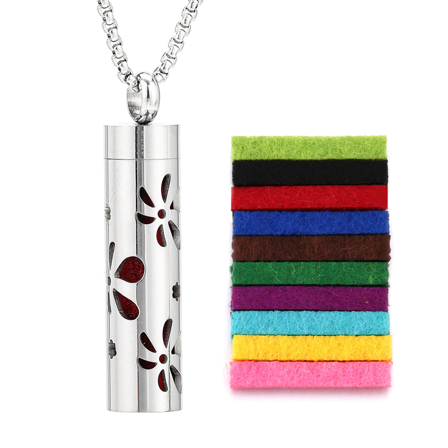 Perfume Diffuser Necklace Essential Oil Aromatherapy Stainless Steel Necklace Vertical Fragrance Pendant Necklace