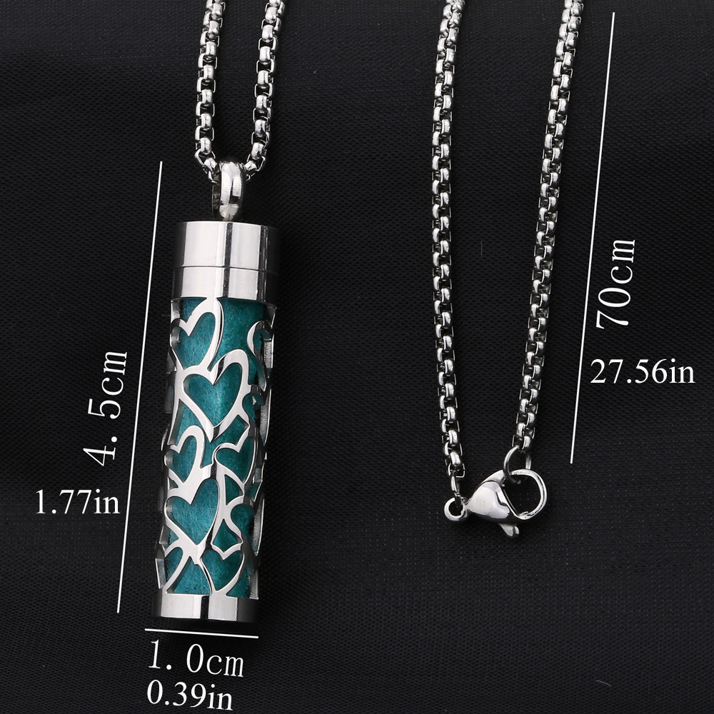 Perfume Diffuser Necklace Essential Oil Aromatherapy Stainless Steel Necklace Vertical Fragrance Pendant Necklace