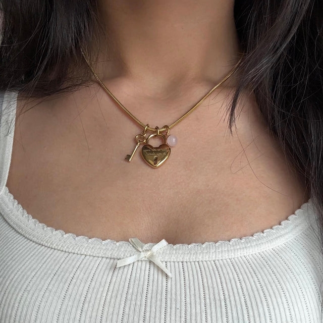 "You’re the Way to My Heart" Personalized Lock & Key Pendant Necklace Romantic Jewelry Gifts for Couple
