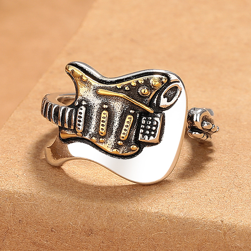 Vintage Electric Guitar Ring Creative Adjustable Guitar Ring Unique Music Jewelry Gift