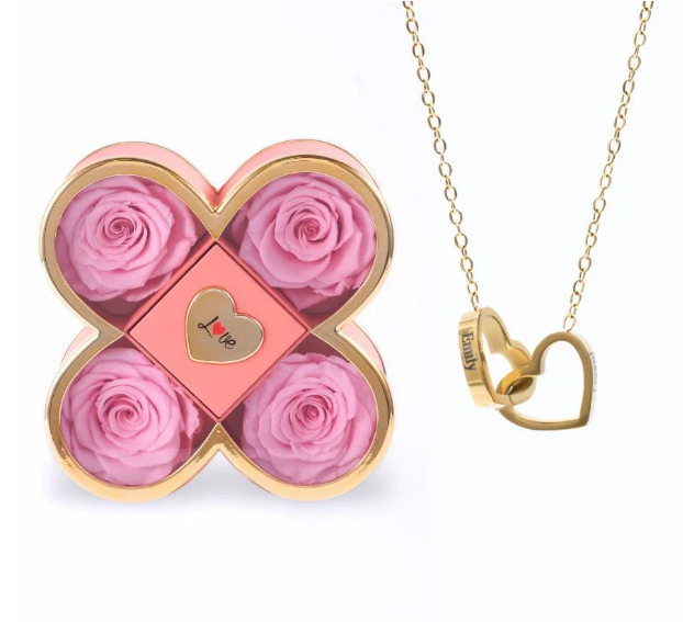 Custom Name Necklace in Rose Gift Box Romantic Gift for Lover