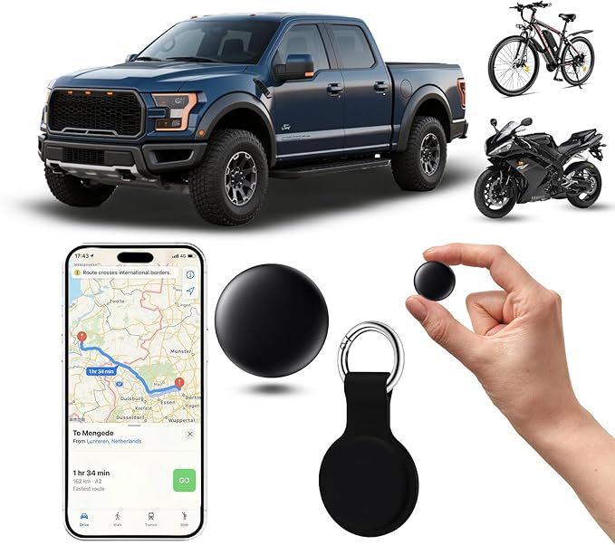 Mini GPS Tracker for Vehicles Hidden No Monthly Fee Real Time Car Tracker Device Works with Find My iOS Tracking Device for Kids Dogs Cats Elderly Anti-Theft Car GPS Tag