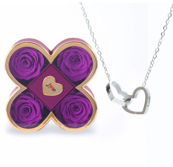 Custom Name Necklace in Rose Gift Box Romantic Gift for Lover