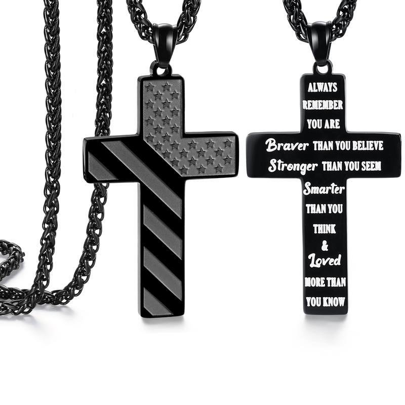 Easter Basket Stuffers for Teens, Boys Gifts Teenage Him 10-12 Year Old Ideas,Coduation Birthday Cool Boyfriend, Men Cross Necklace Chain Son Christmas Day, Pendant Fashion Necklace