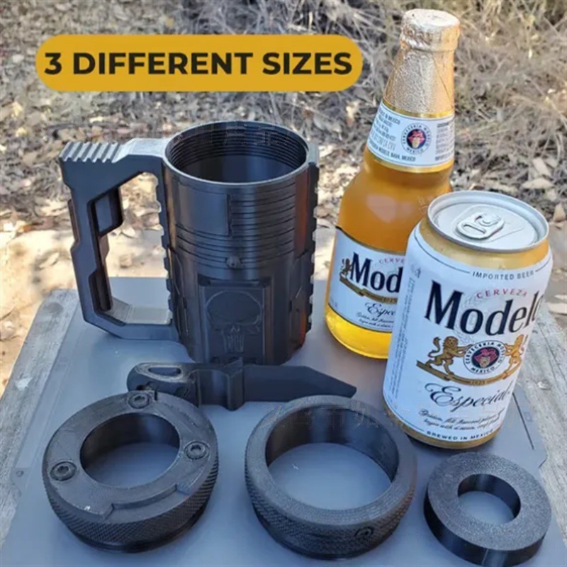 Tactical 12 oz Beer Bottle Holder with Bottle Opener - 3D Printed Beer Accessory - Unique Beer Lover Gift