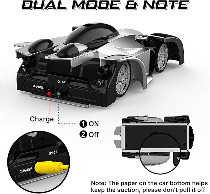 Wall Climbing Remote Control Car, Dual Mode 360° Rotating RC Stunt Car with Headlight, Rechargeable RC Car Toys for 3 4 5 6 7 8-12 Year Old Boys Girls Kids